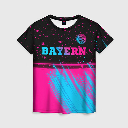 Женская футболка Bayern - neon gradient: символ сверху / 3D-принт – фото 1