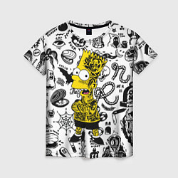 Футболка женская Барт Симпсон весь в татухах - Hype, цвет: 3D-принт