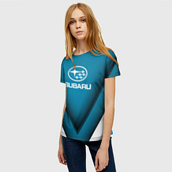 Футболка женская Subaru - абстракция, цвет: 3D-принт — фото 2