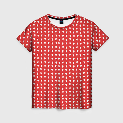 Женская футболка Красные сердечки паттерн / 3D-принт – фото 1