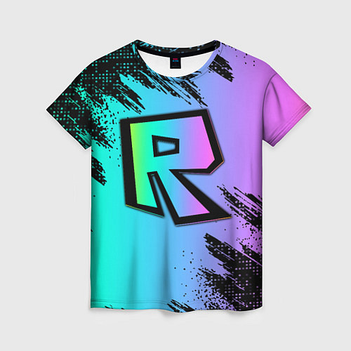 Женская футболка Roblox neon logo / 3D-принт – фото 1