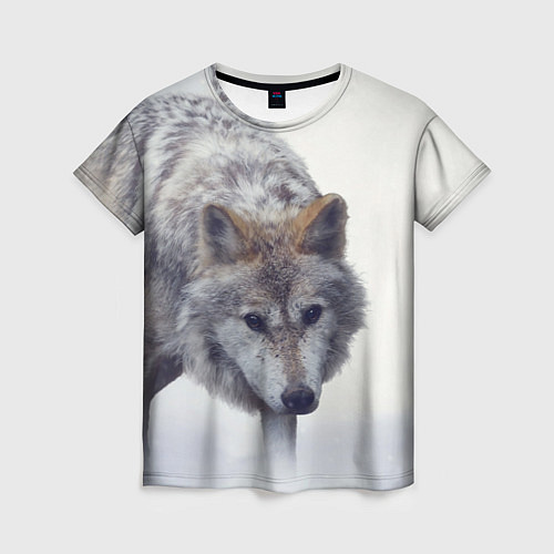Женская футболка Волк зимой / 3D-принт – фото 1