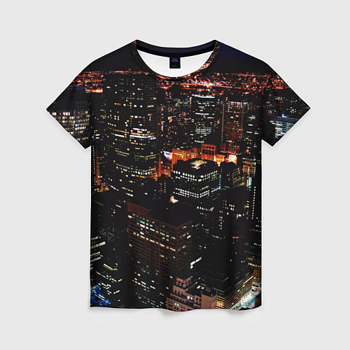 Женская футболка Ночной город - вид с высоты / 3D-принт – фото 1