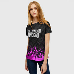 Футболка женская Hollywood Undead rock legends: символ сверху, цвет: 3D-принт — фото 2