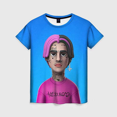 Женская футболка Lil Peep На Синем Фоне / 3D-принт – фото 1