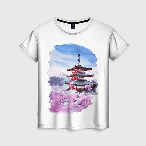 Женская футболка Акварельный Токио / 3D-принт – фото 1