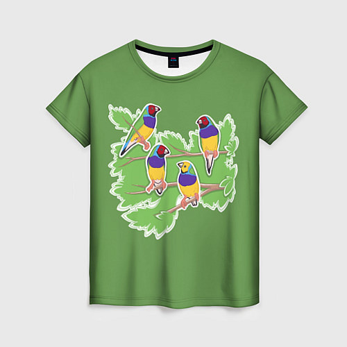 Женская футболка Яркие Амадины / 3D-принт – фото 1