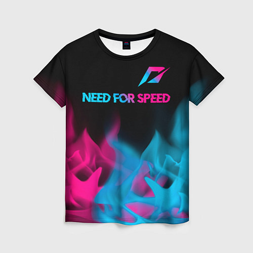 Женская футболка Need for Speed - neon gradient: символ сверху / 3D-принт – фото 1