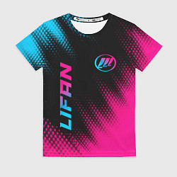 Футболка женская Lifan - neon gradient: надпись, символ, цвет: 3D-принт