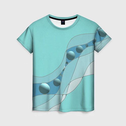 Женская футболка Голубая геометрическая абстракция Круги и сферы Го / 3D-принт – фото 1