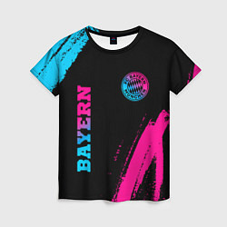 Женская футболка Bayern - neon gradient: надпись, символ