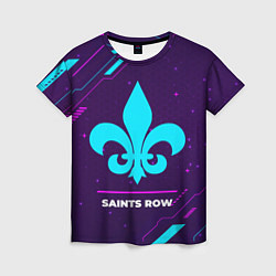 Футболка женская Символ Saints Row в неоновых цветах на темном фоне, цвет: 3D-принт