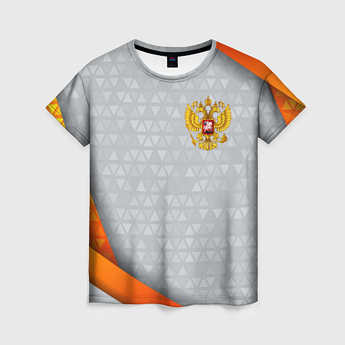 Женская футболка Orange & silver Russia / 3D-принт – фото 1