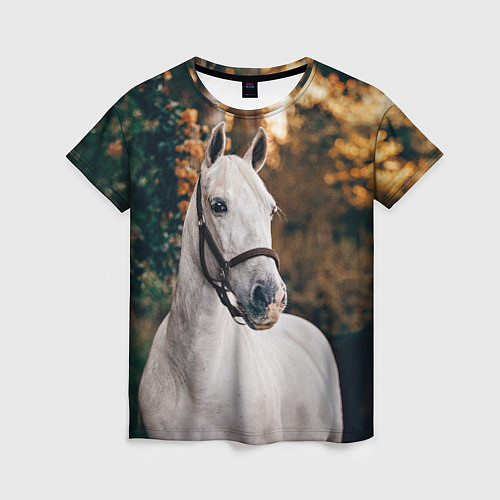 Женская футболка Белая лошадка / 3D-принт – фото 1