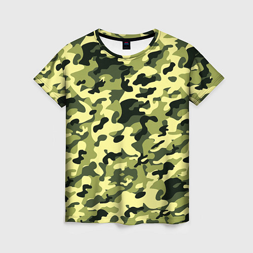 Женская футболка Камуфляж Зеленые листья / 3D-принт – фото 1