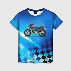 Женская футболка Синий классический мотоицкл