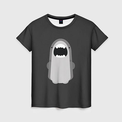 Женская футболка Акула Черный фон / 3D-принт – фото 1