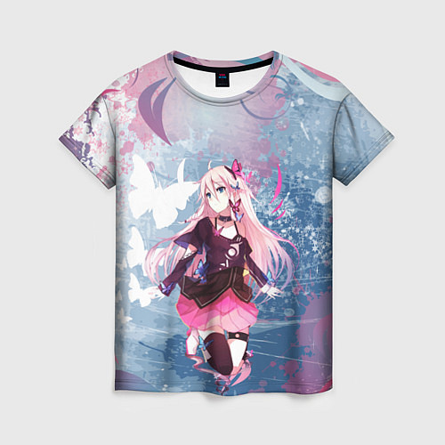 Женская футболка Девушка аниме с бабочками / 3D-принт – фото 1