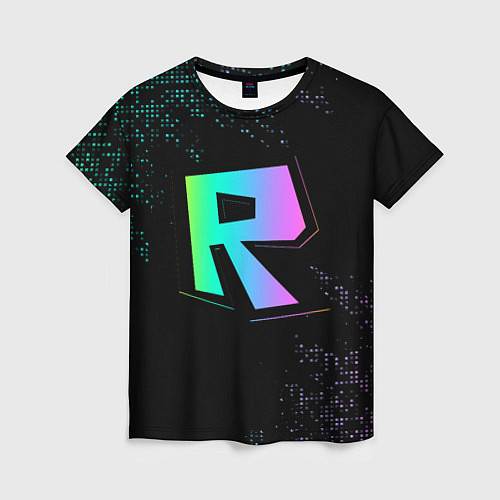 Женская футболка Roblox logo neon / 3D-принт – фото 1