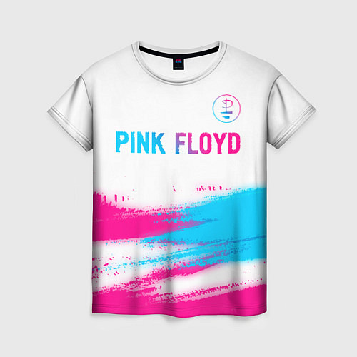 Женская футболка Pink Floyd neon gradient style: символ сверху / 3D-принт – фото 1