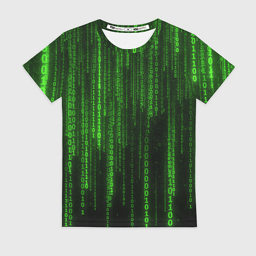 Женская футболка Двоичный код зеленый / 3D-принт – фото 1