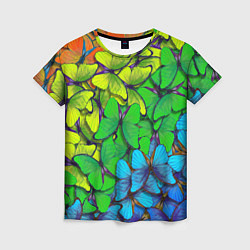 Женская футболка Бабочки и радуга