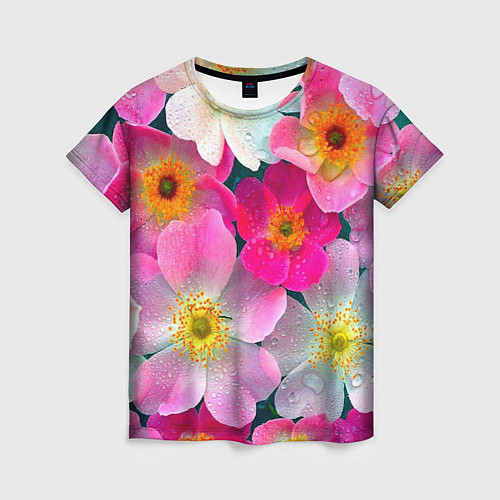 Женская футболка Сказочные разноцветные цветы / 3D-принт – фото 1