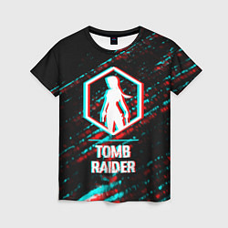 Футболка женская Tomb Raider в стиле glitch и баги графики на темно, цвет: 3D-принт