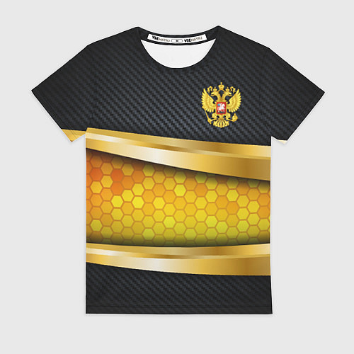 Женская футболка Black & gold - герб России / 3D-принт – фото 1