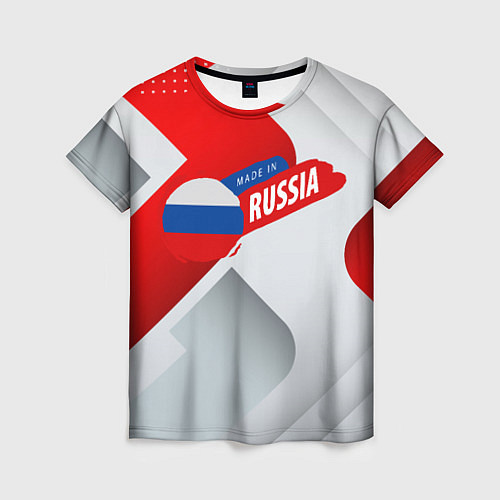 Женская футболка Welcome to Russia red & white / 3D-принт – фото 1
