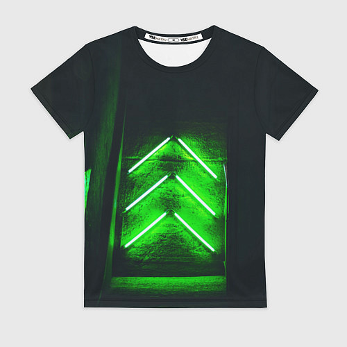 Женская футболка Неоновые зелёные стрелки во тьме / 3D-принт – фото 1