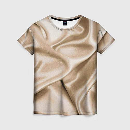 Женская футболка Струящаяся золотистая ткань / 3D-принт – фото 1