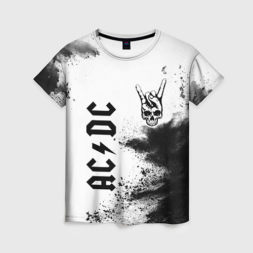Женская футболка AC DC и рок символ на светлом фоне / 3D-принт – фото 1