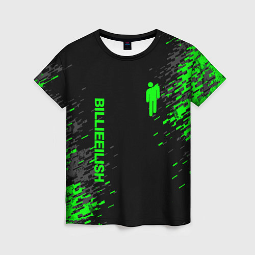 Женская футболка Билли Айлиш зелёная краска / 3D-принт – фото 1