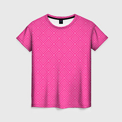 Футболка женская Розовый орнамент из квадратиков, цвет: 3D-принт