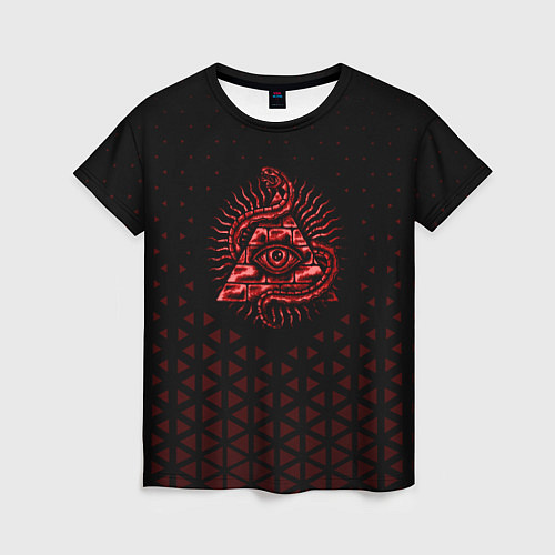 Женская футболка Иллюминаты - красные треугольники / 3D-принт – фото 1