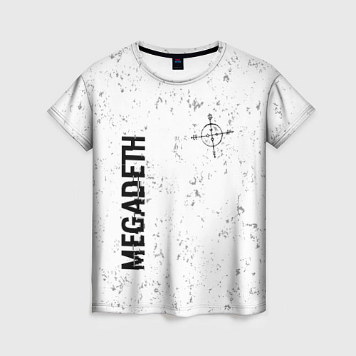 Женская футболка Megadeth glitch на светлом фоне: надпись, символ / 3D-принт – фото 1