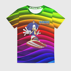 Футболка женская Sonic - hedgehog - skateboarding - bands, цвет: 3D-принт