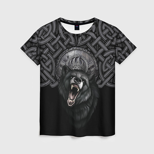 Женская футболка Щит Велеса с медведем / 3D-принт – фото 1