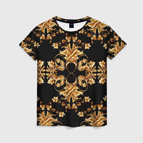 Женская футболка Золотая гжель узор / 3D-принт – фото 1