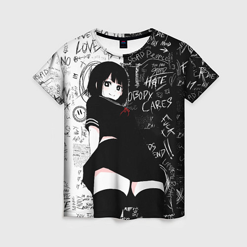 Женская футболка Девочка аниме - dead inside / 3D-принт – фото 1