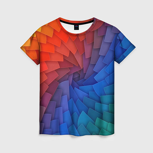 Женская футболка Листы цветной бумаги / 3D-принт – фото 1
