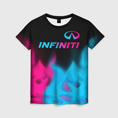 Женская футболка Infiniti - neon gradient: символ сверху / 3D-принт – фото 1