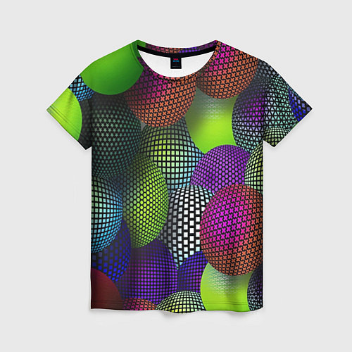 Женская футболка Трехмерные разноцветные шары / 3D-принт – фото 1