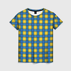 Женская футболка Желтый с синим клетчатый модный узор