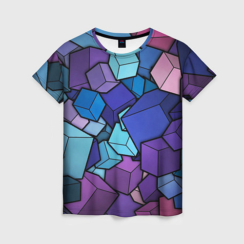 Женская футболка Цветные кубы / 3D-принт – фото 1