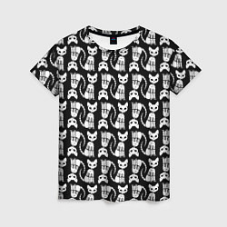 Женская футболка Скелет кошки - Halloween pattern