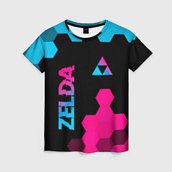Женская футболка Zelda - neon gradient: надпись, символ