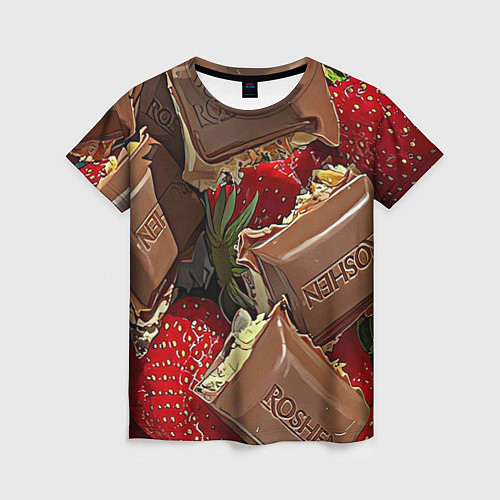 Женская футболка Клубника и шоколад Рошен / 3D-принт – фото 1