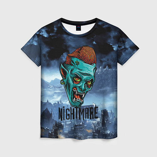 Женская футболка Ночной кошмар - Horror face / 3D-принт – фото 1